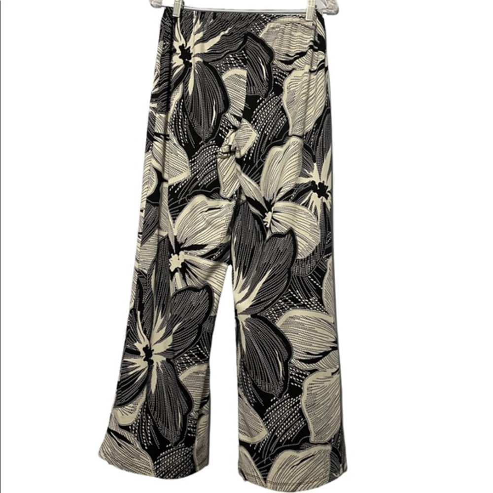 Black & White Floral Flare Pants